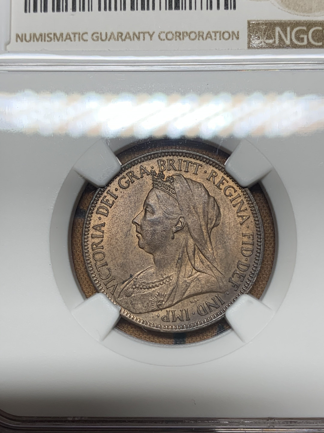 《竞宝斋》钱币微拍-第18场-本周日，周一2场连拍（全场顺丰包邮） NGC MS64RB 英国1897年1/2便士 HIGH SEA LEVEL NGC编号：4316416-006