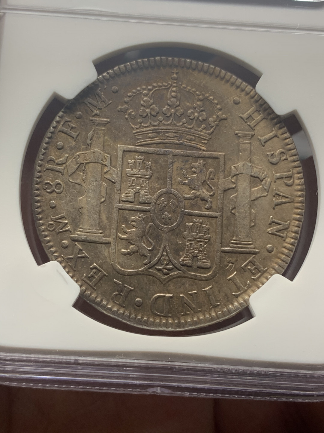 《竞宝斋》钱币微拍-第18场-本周日，周一2场连拍（全场顺丰包邮） NGC 评级 墨西哥 1784年 卡三 8R 大银币 正反深打 原味包浆 难得好细节