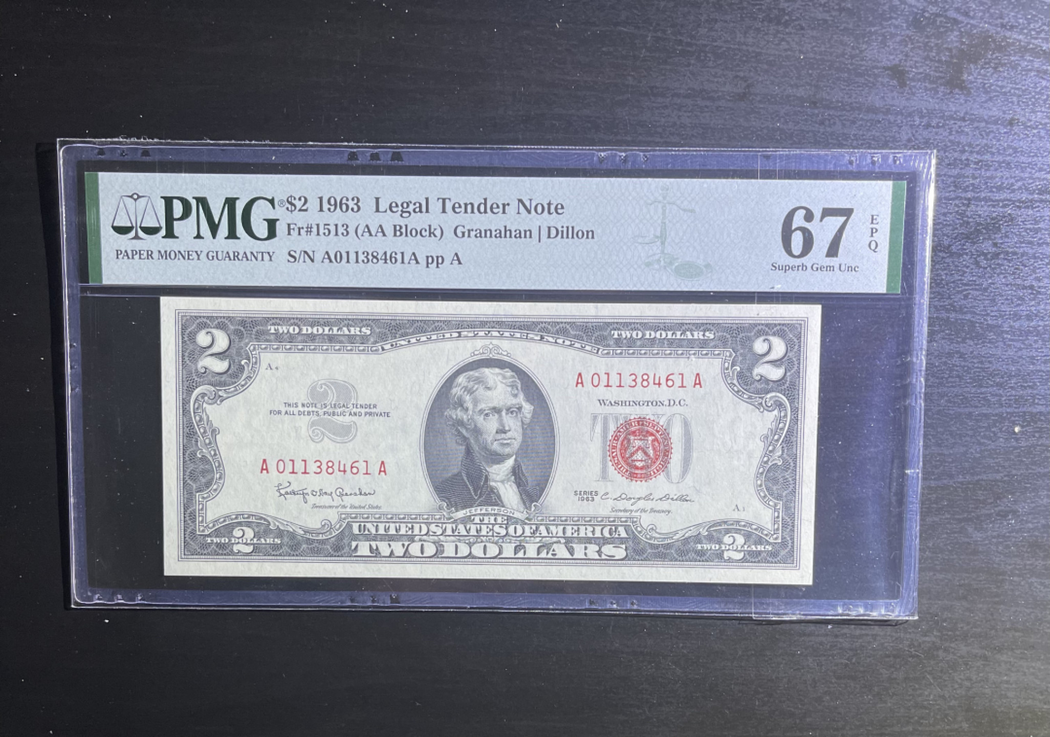 【丑猫1207】今晚8点整，自动快拍！ 1963年红库2美元AAA冠