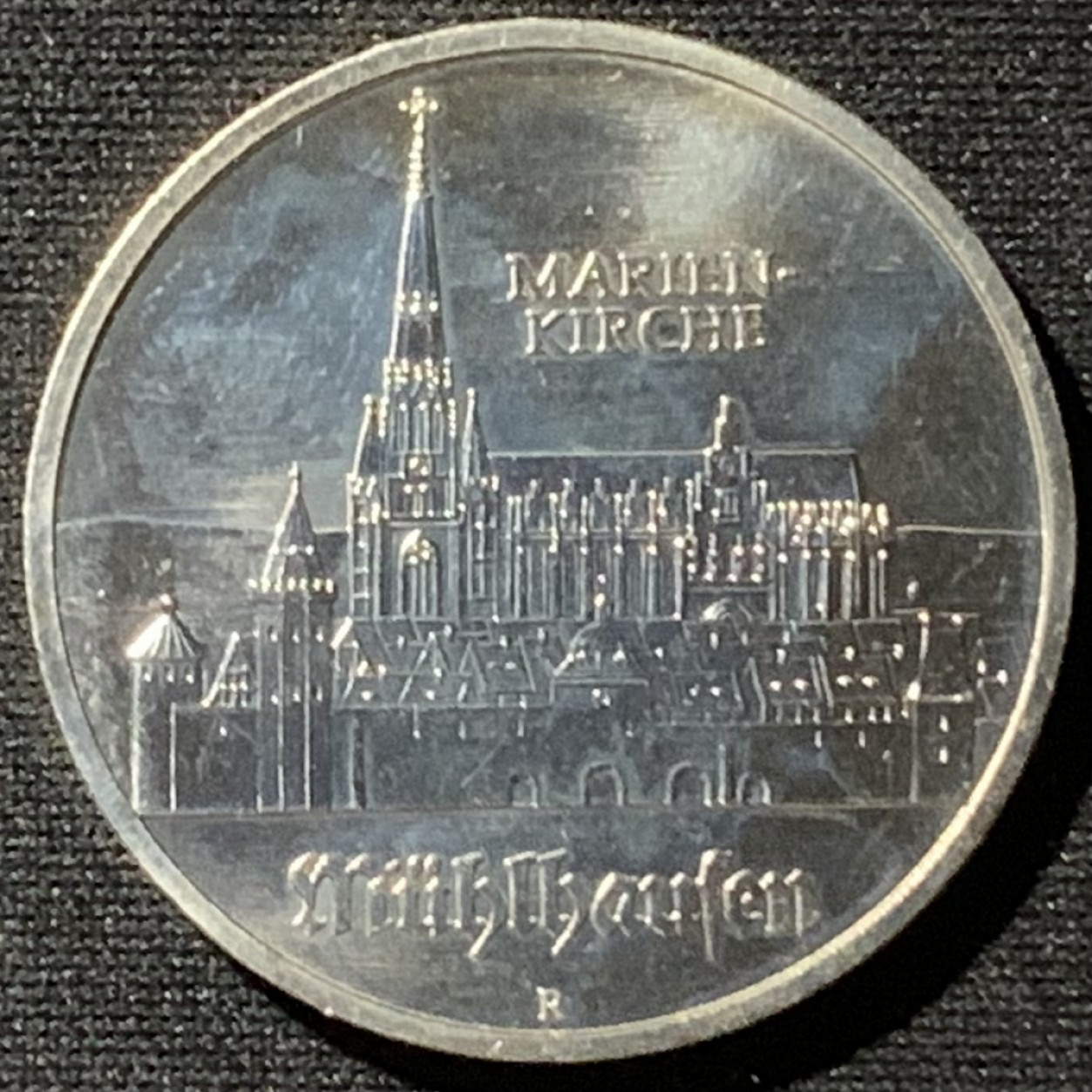 紫瑗钱币——第162期拍卖 民主德国 1989年 穆豪斯德玛丽教堂 5马克 纪念币