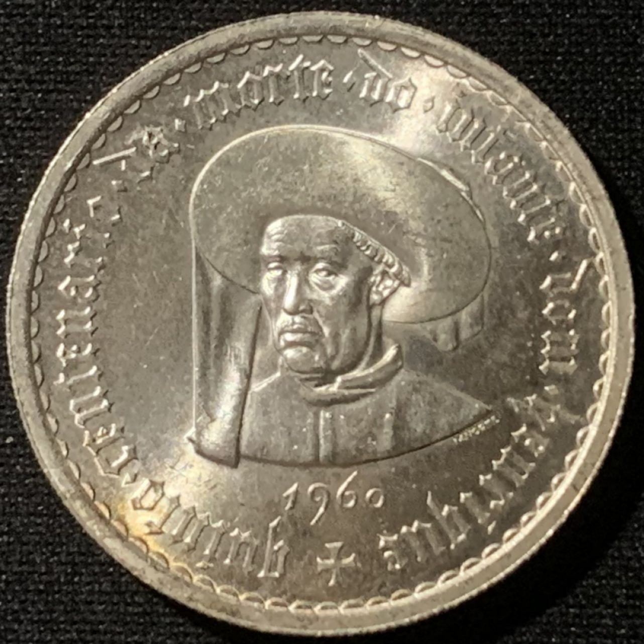 紫瑗钱币——第162期拍卖 葡萄牙 1960年 亨利王子500周年 10埃斯库多 12.5克 0.8银 UNC