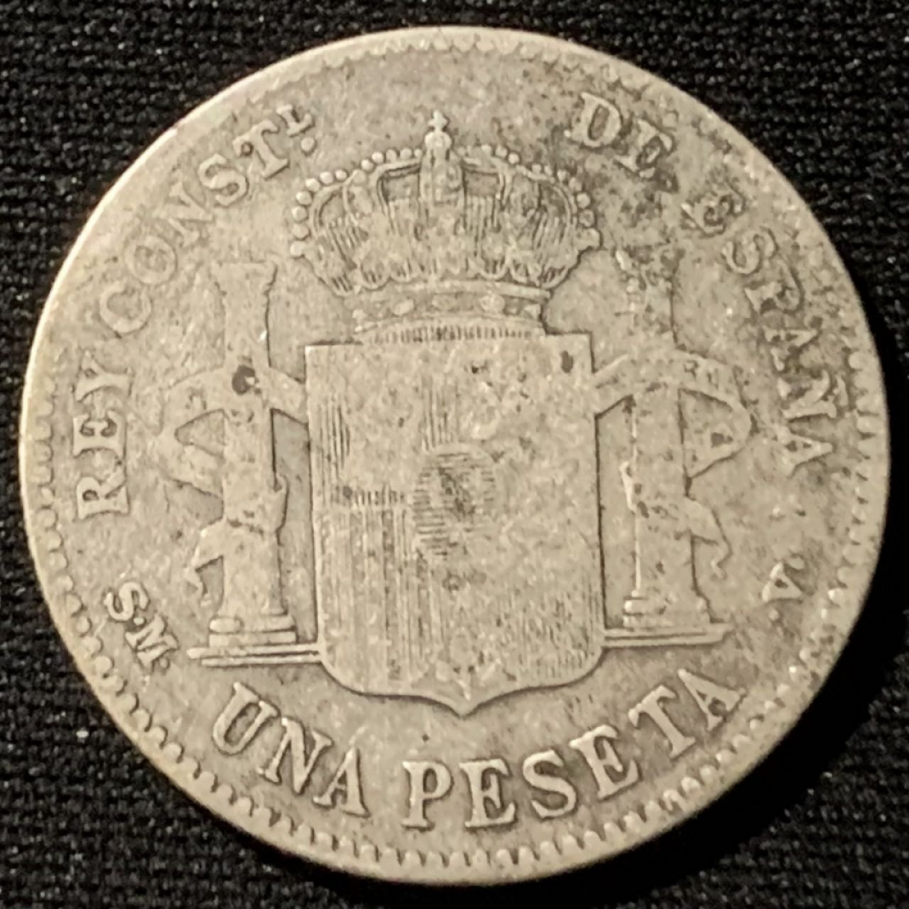 紫瑗钱币——第162期拍卖 西班牙 1903年 阿方索十三世 少年头 1比塞塔 5克 0.835银