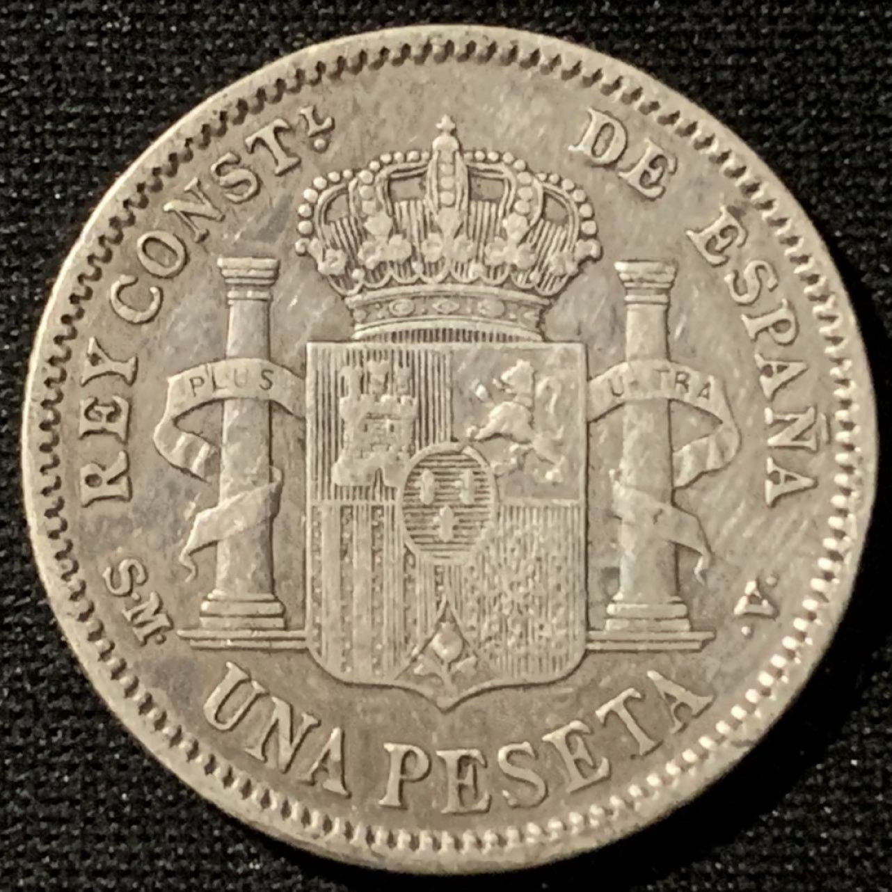 紫瑗钱币——第162期拍卖 西班牙 1904年 阿方索十三世 少年头 1比塞塔 5克 0.835银