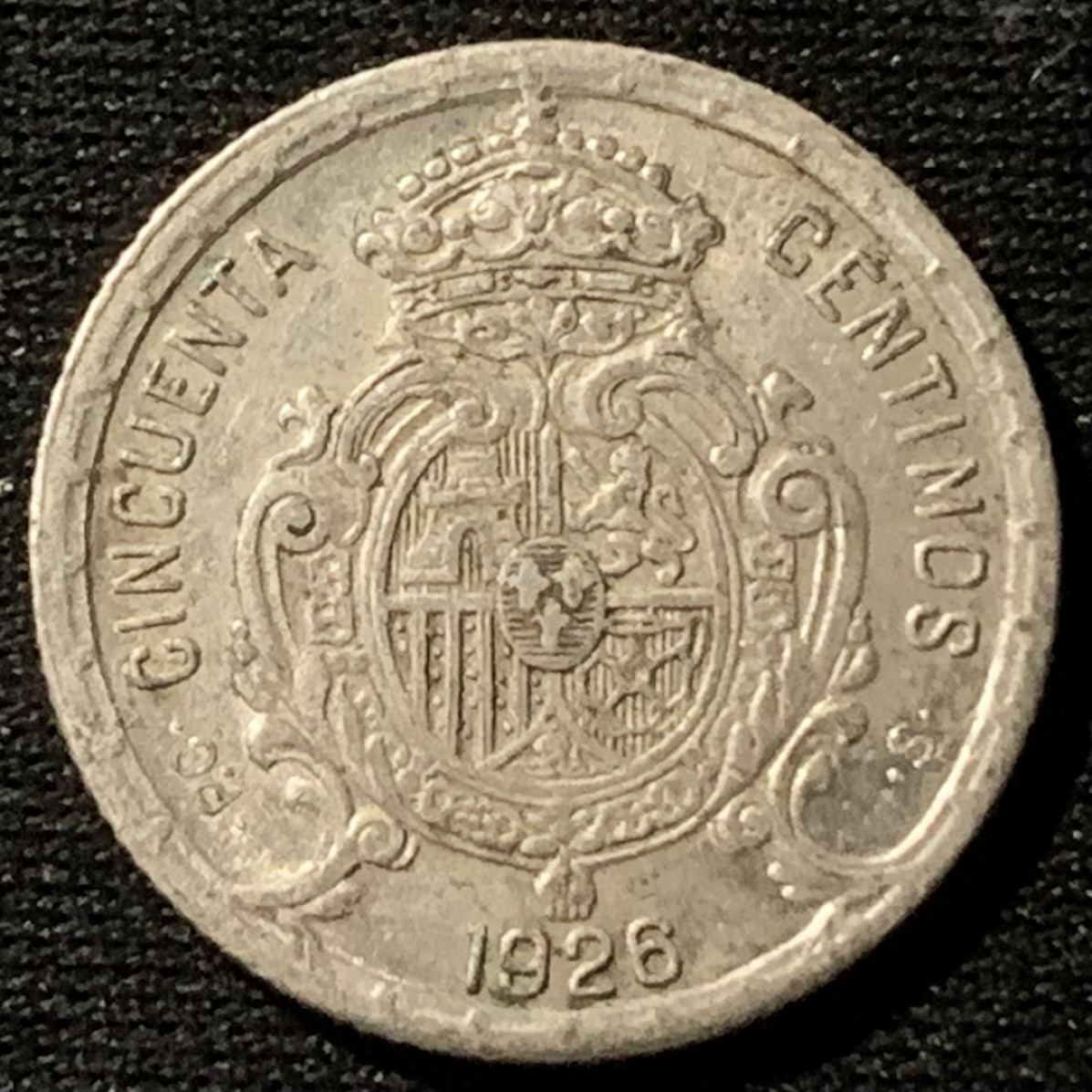 紫瑗钱币——第162期拍卖 西班牙 1926年 阿方索十三世 50分 2.5克 0.835银 UNC