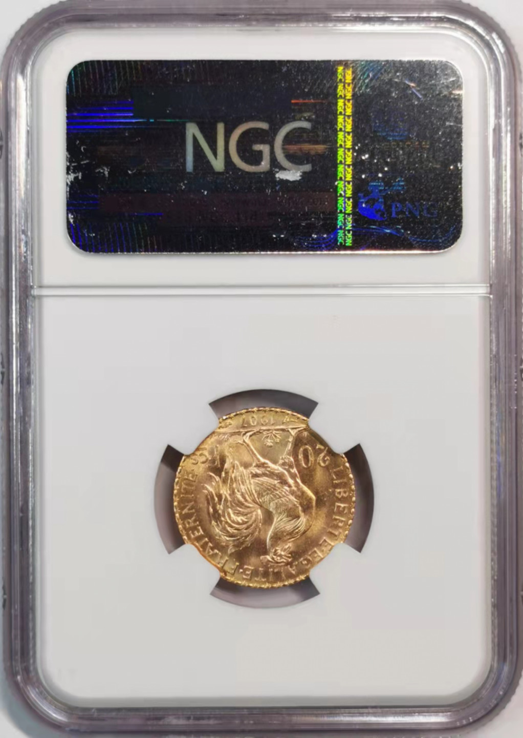 凡希社世界钱币微拍第一百八十期 1907法国自由女神20金法郎NGC-MS65