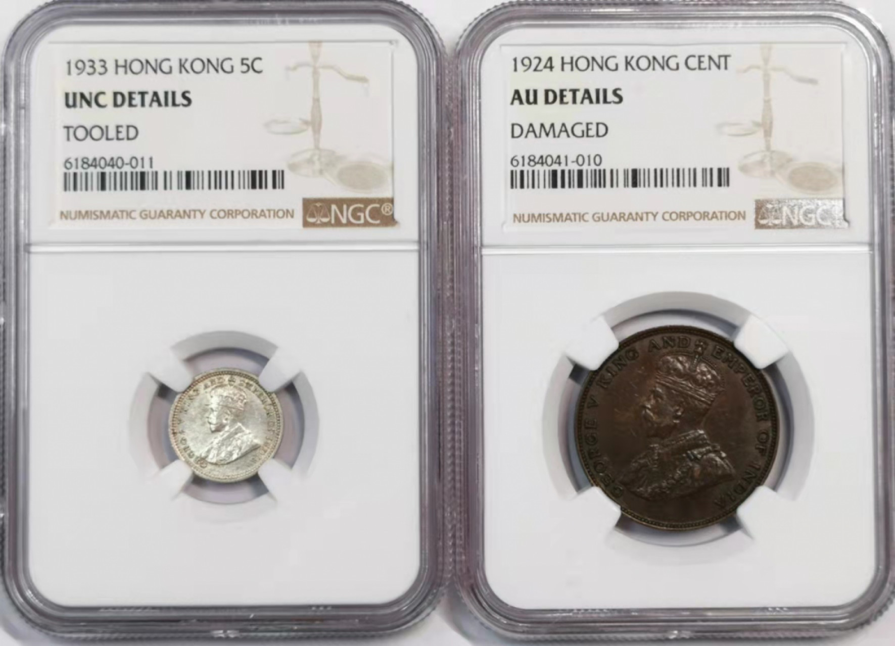 凡希社世界钱币微拍第一百八十期 香港乔五两枚NGC