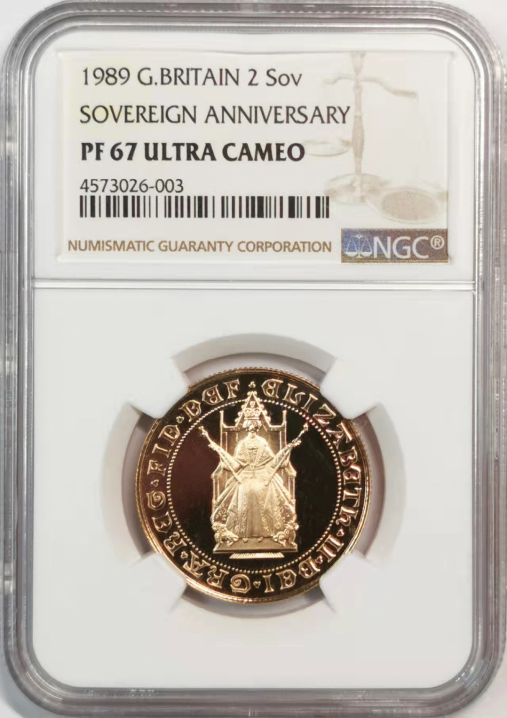 凡希社世界钱币微拍第一百八十期 1989英国伊丽莎白2索维林金币NGC-PF67UC 15.98克 917金