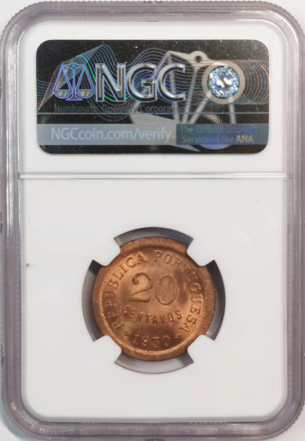 凡希社世界钱币微拍第一百八十期 1930葡属佛得角20分NGC-MS64