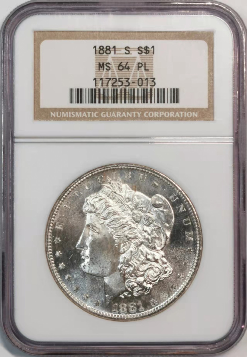 凡希社世界钱币微拍第一百八十期 荐！1881S美国摩根壹圆NGC-MS64PL类镜面！
