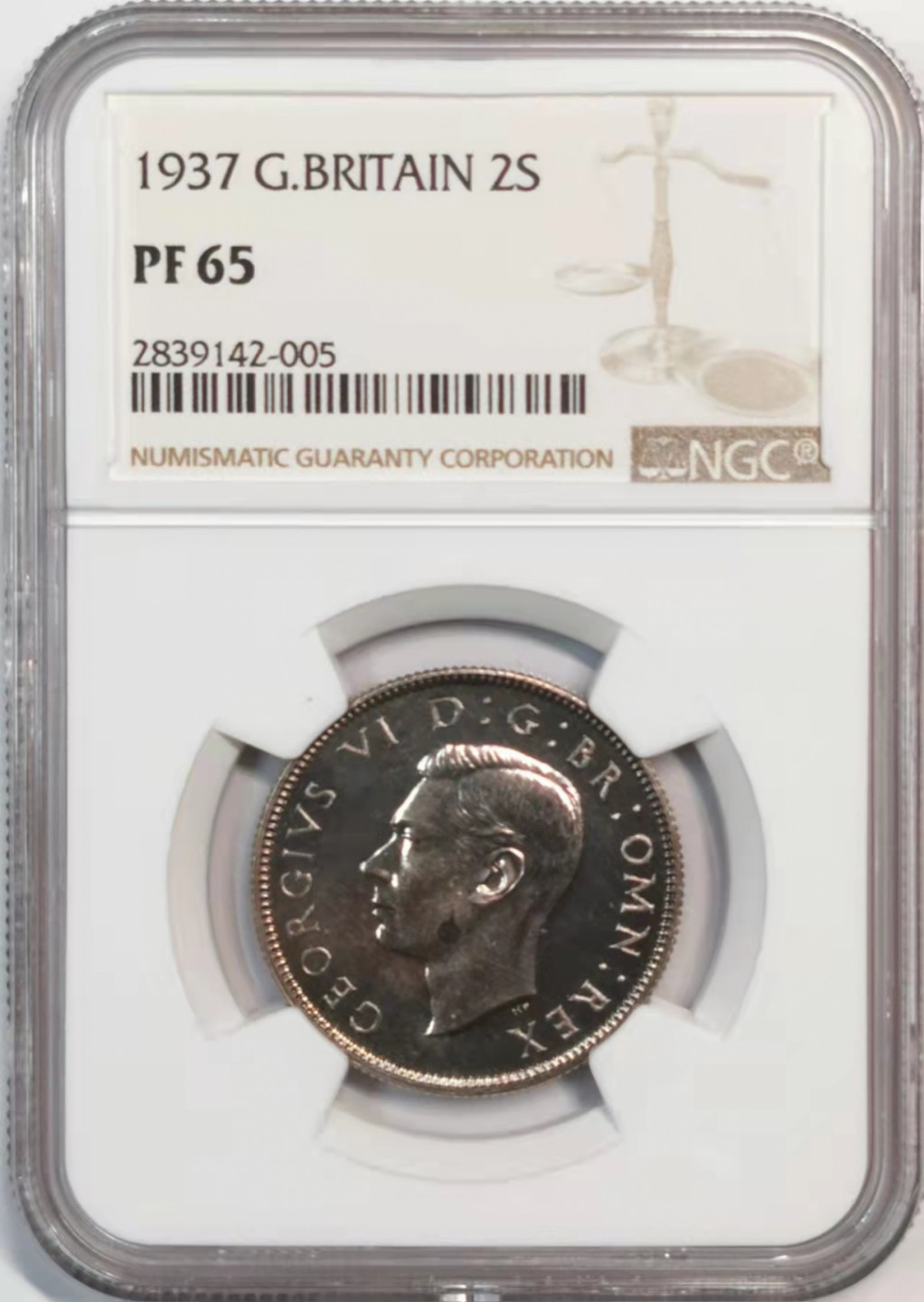 凡希社世界钱币微拍第一百八十期 1937英国精铸2先令NGC-PF65