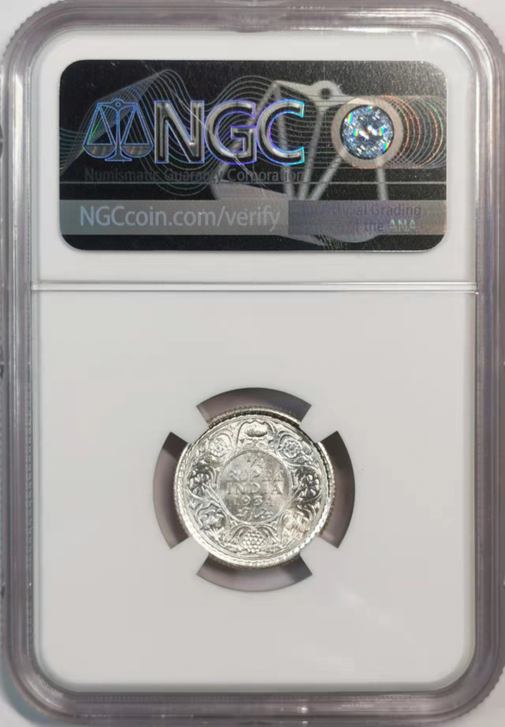 凡希社世界钱币微拍第一百八十期 1934英属印度乔五1/4卢比NGC-MS64+