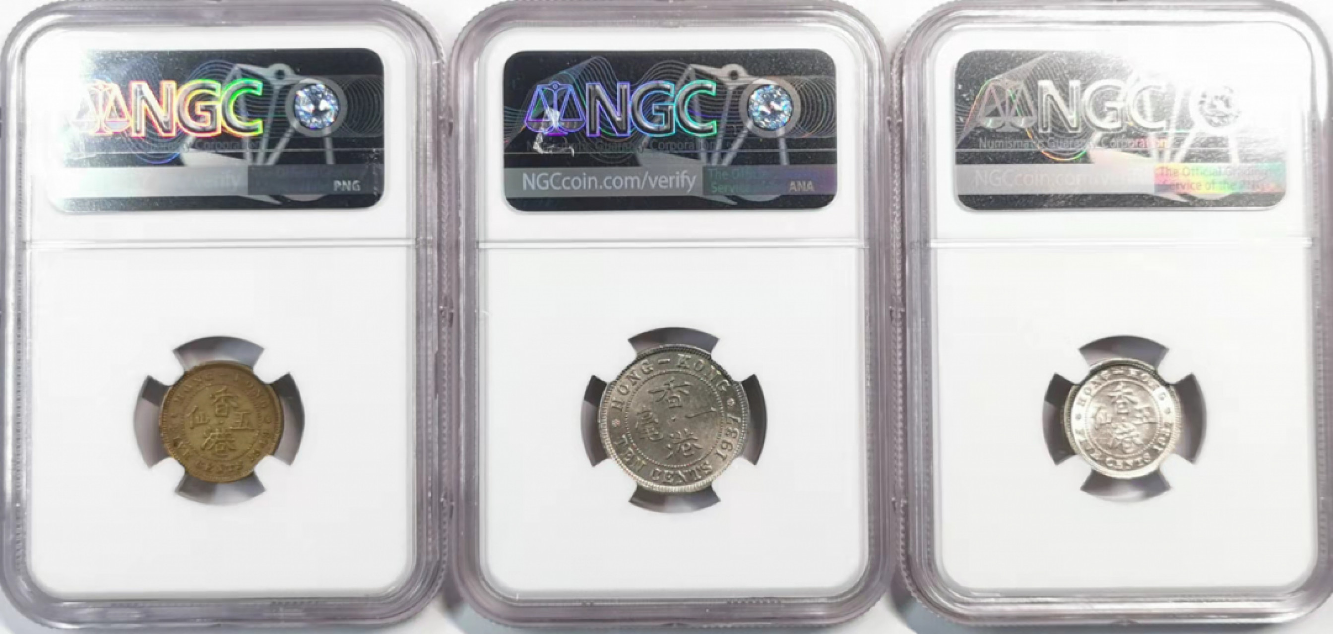 凡希社世界钱币微拍第一百八十期 香港乔六三枚一组NGC