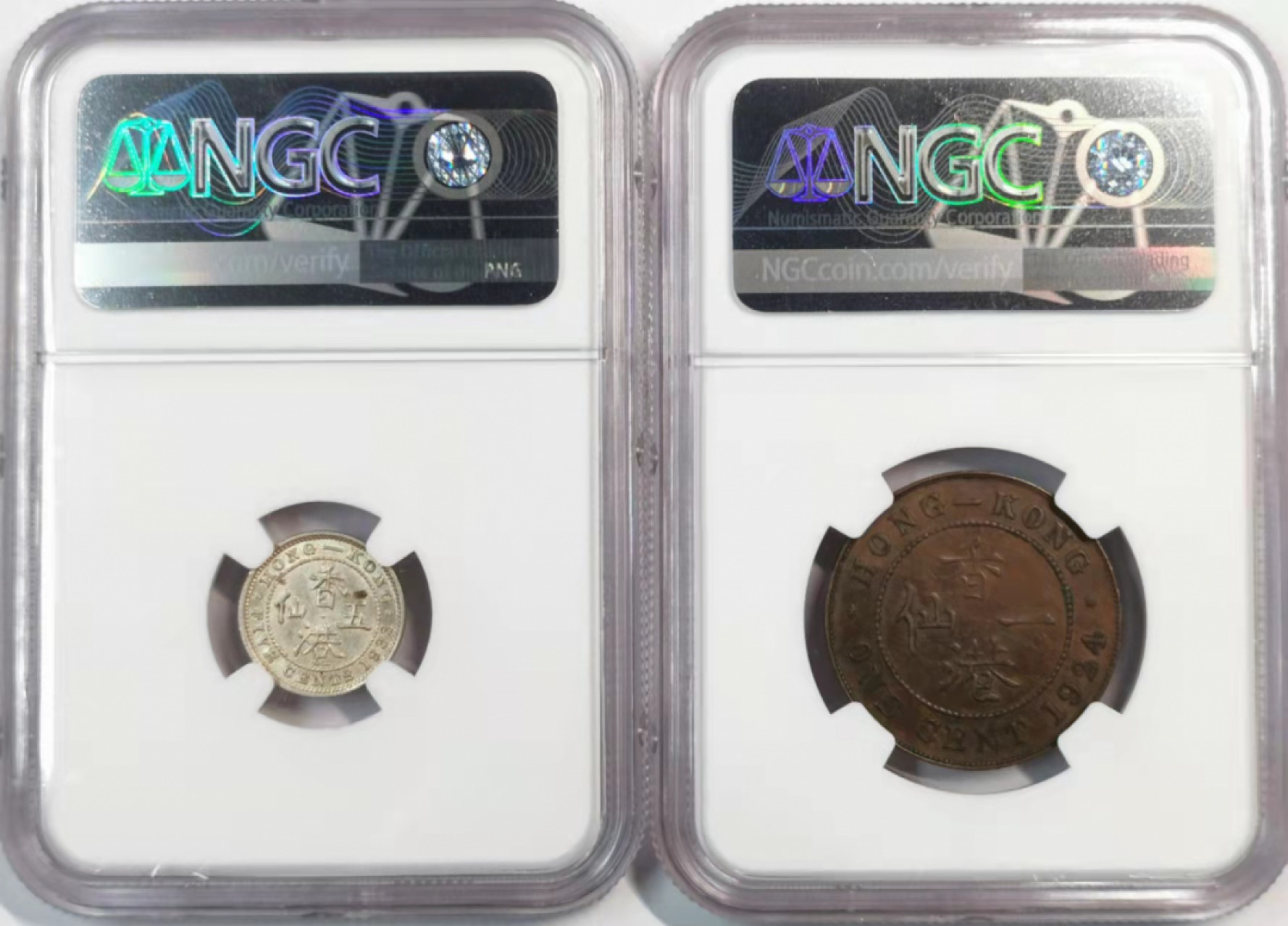 凡希社世界钱币微拍第一百八十期 香港乔五两枚NGC