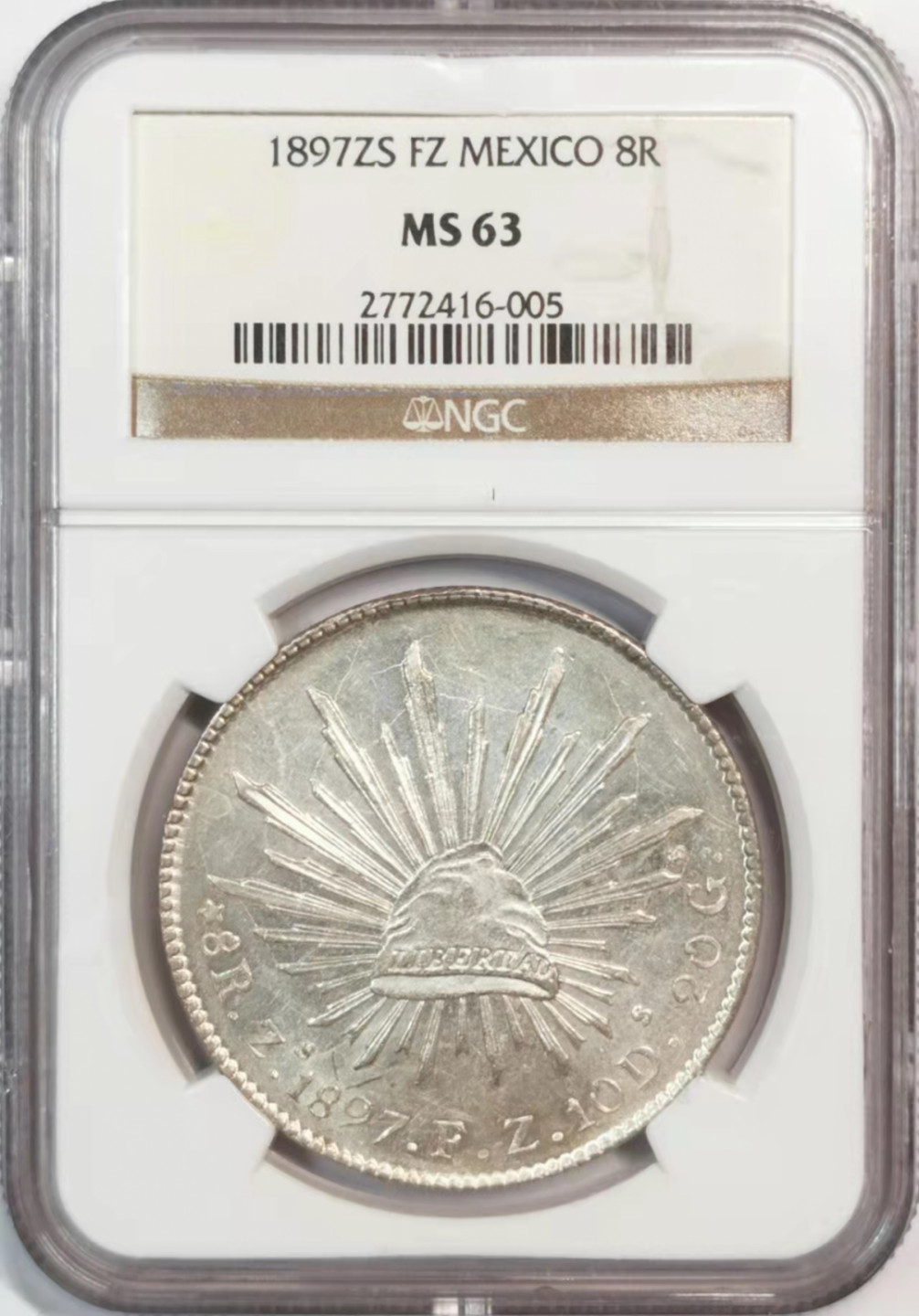 凡希社世界钱币微拍第一百八十期 1897ZS墨西哥花边鹰洋NGC-MS63原银光