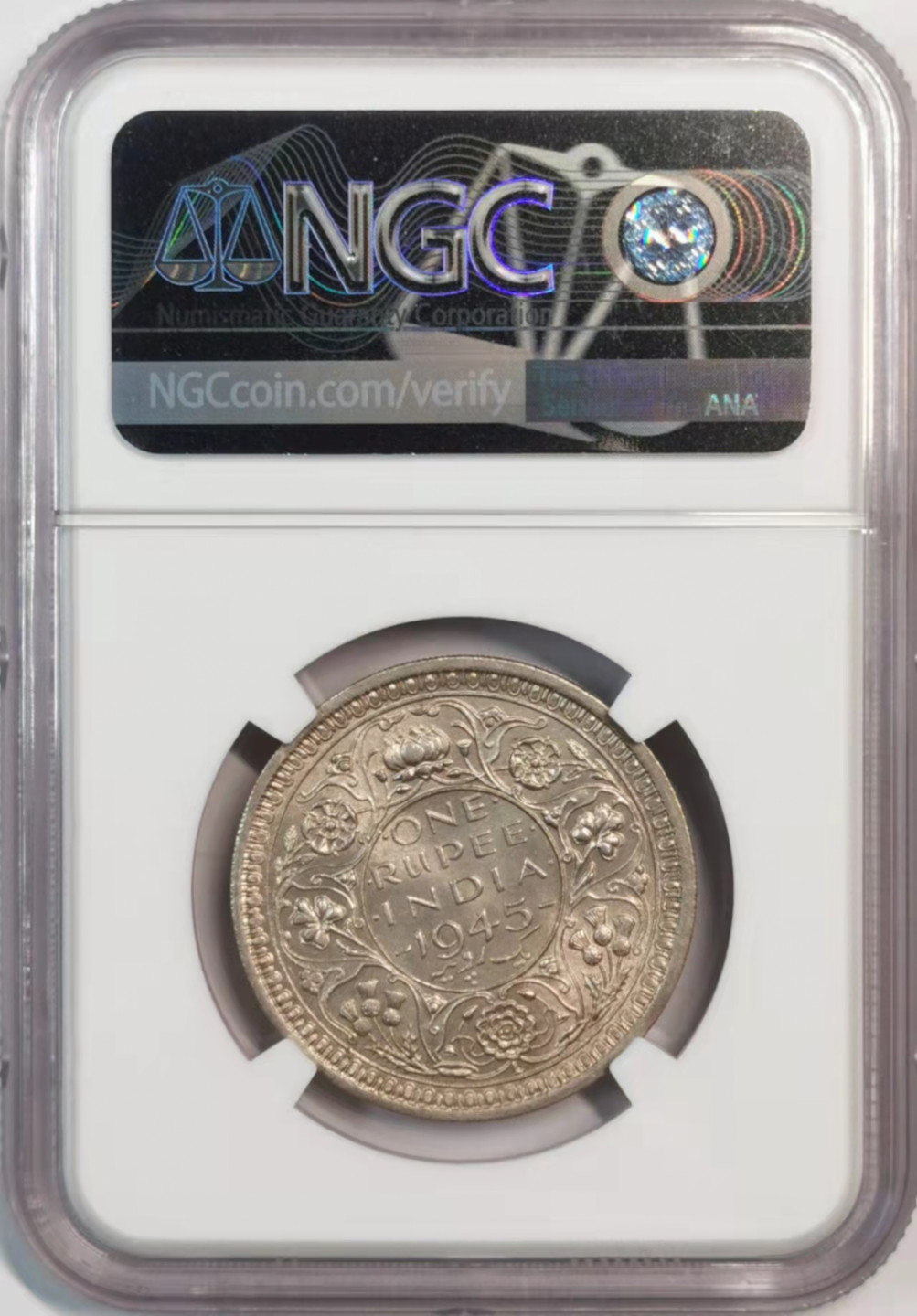 凡希社世界钱币微拍第一百八十期 1945L英属印度乔六卢比NGC-MS62