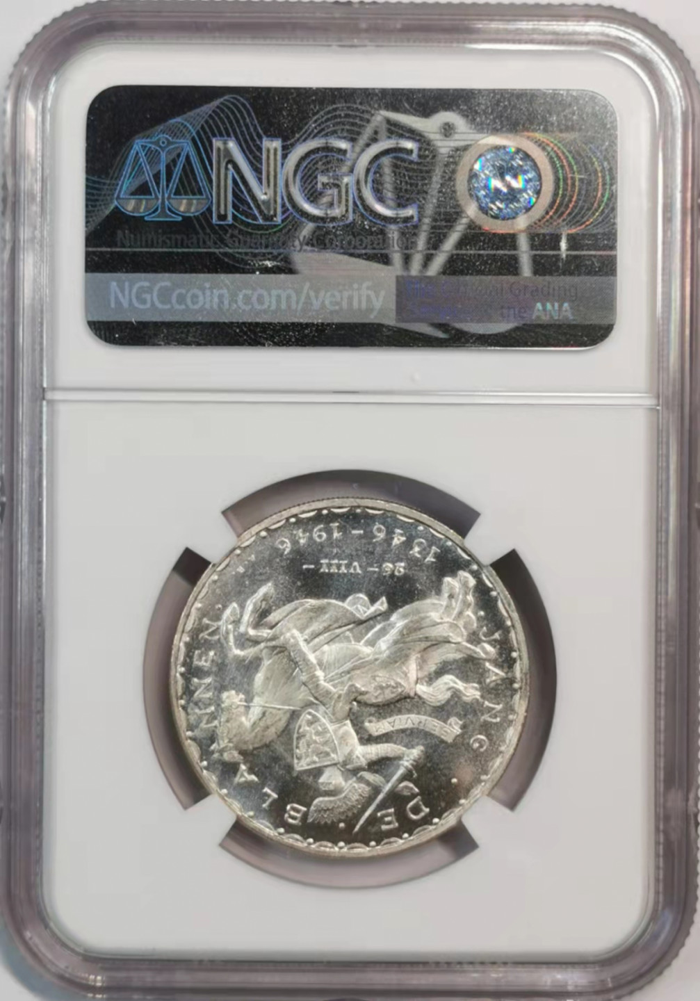 凡希社世界钱币微拍第一百八十期 1946卢森堡瞎子约翰50法郎大银NGC-MS63