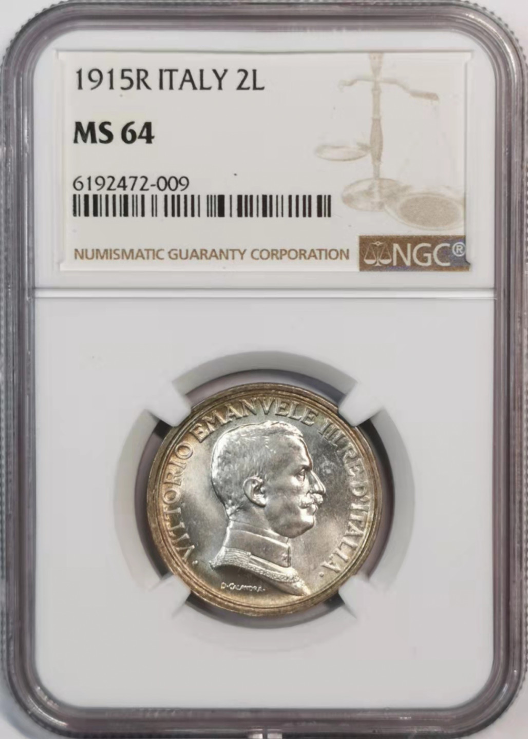 凡希社世界钱币微拍第一百八十期 1915R意大利马车2里拉NGC-MS64环彩