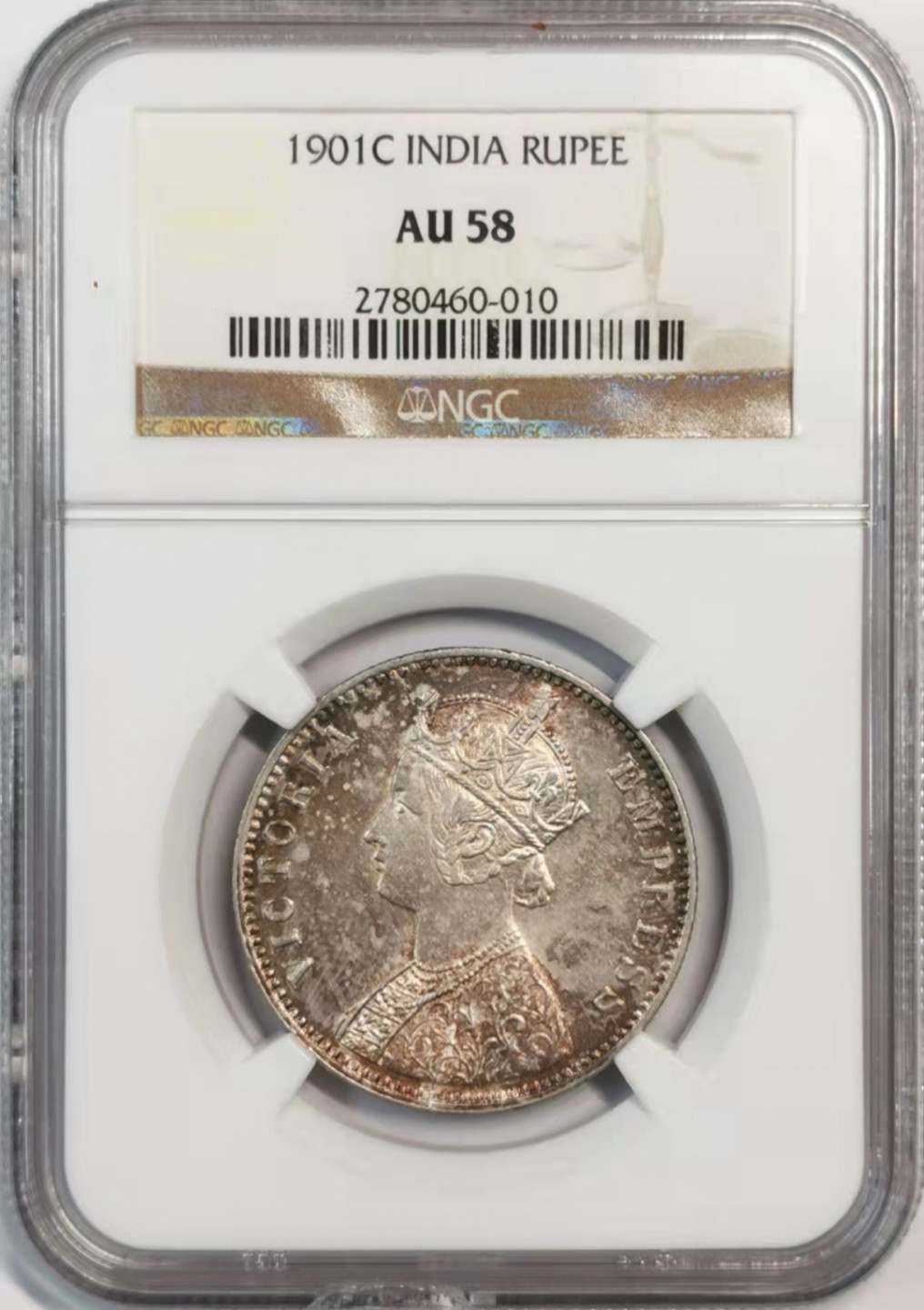 凡希社世界钱币微拍第一百八十期 1901C英属印度小维卢比NGC-AU58