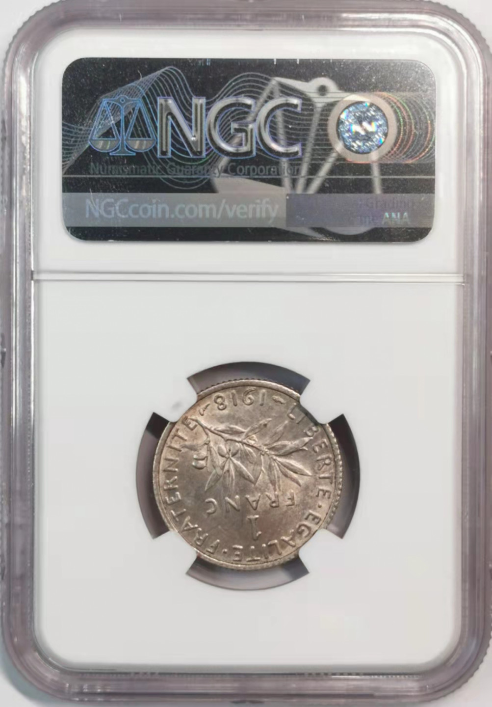 凡希社世界钱币微拍第一百八十期 1918法国播种法郎NGC-AU55