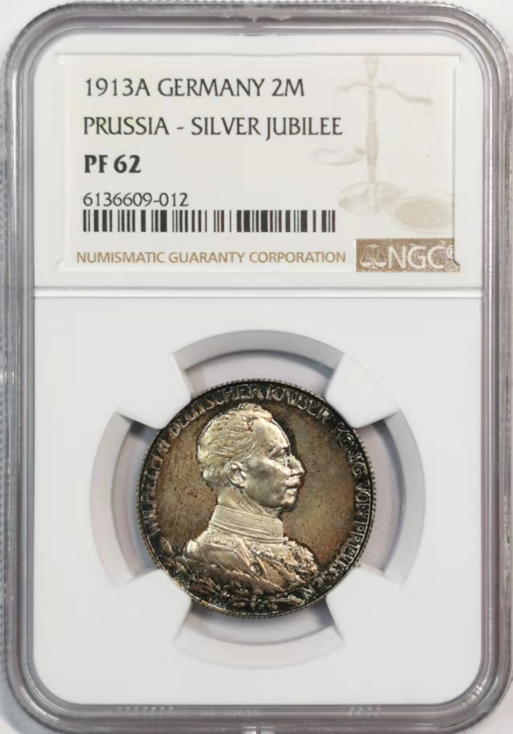 凡希社世界钱币微拍第一百八十期 1913A普鲁士军装2马克精铸NGC-PF62黑彩！