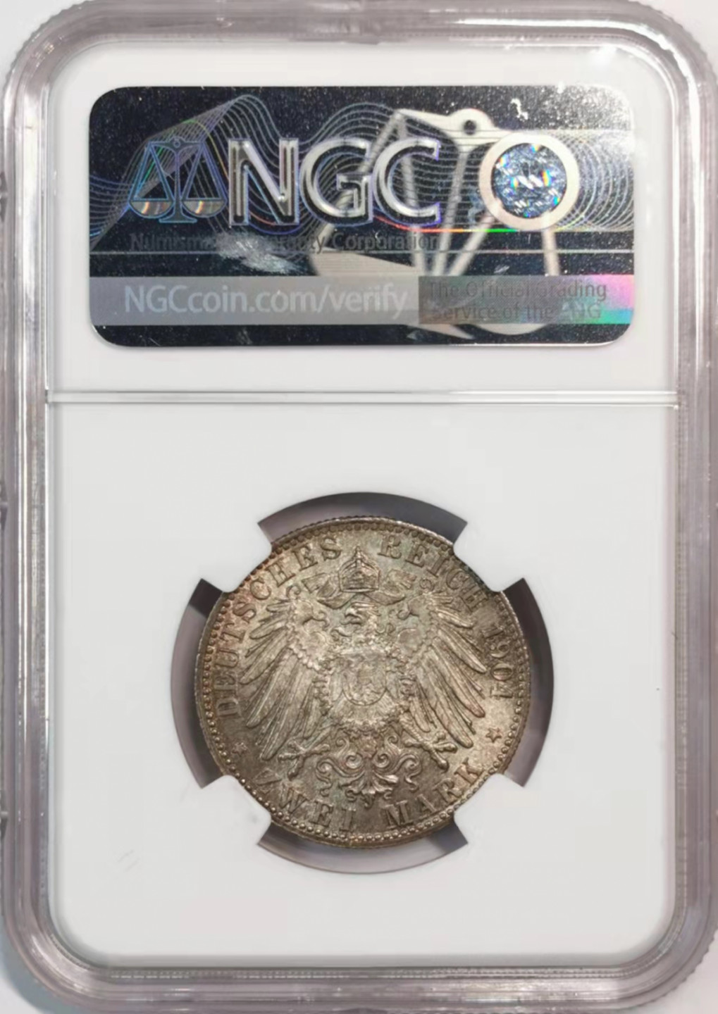 凡希社世界钱币微拍第一百八十期 荐！1904J不来梅2马克NGC-MS66+紫罗兰彩收藏级！