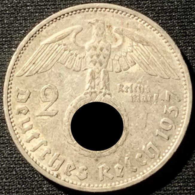 紫瑗钱币——第162期拍卖 德国 1937年 A版 兴登堡 2马克 8克 0.625银