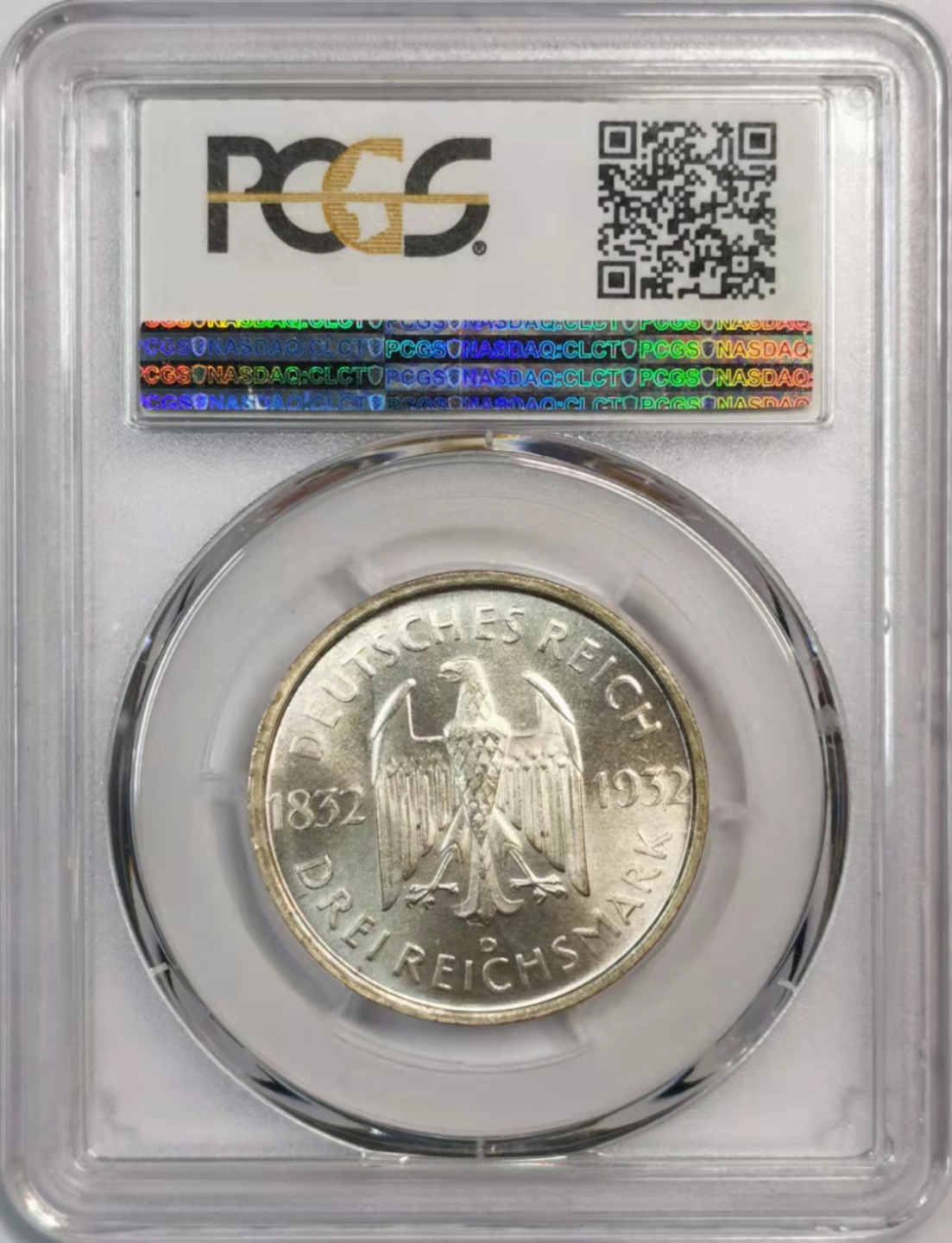 凡希社世界钱币微拍第一百八十期 1932D魏玛歌德3马克PCGS-MS64光度一流！