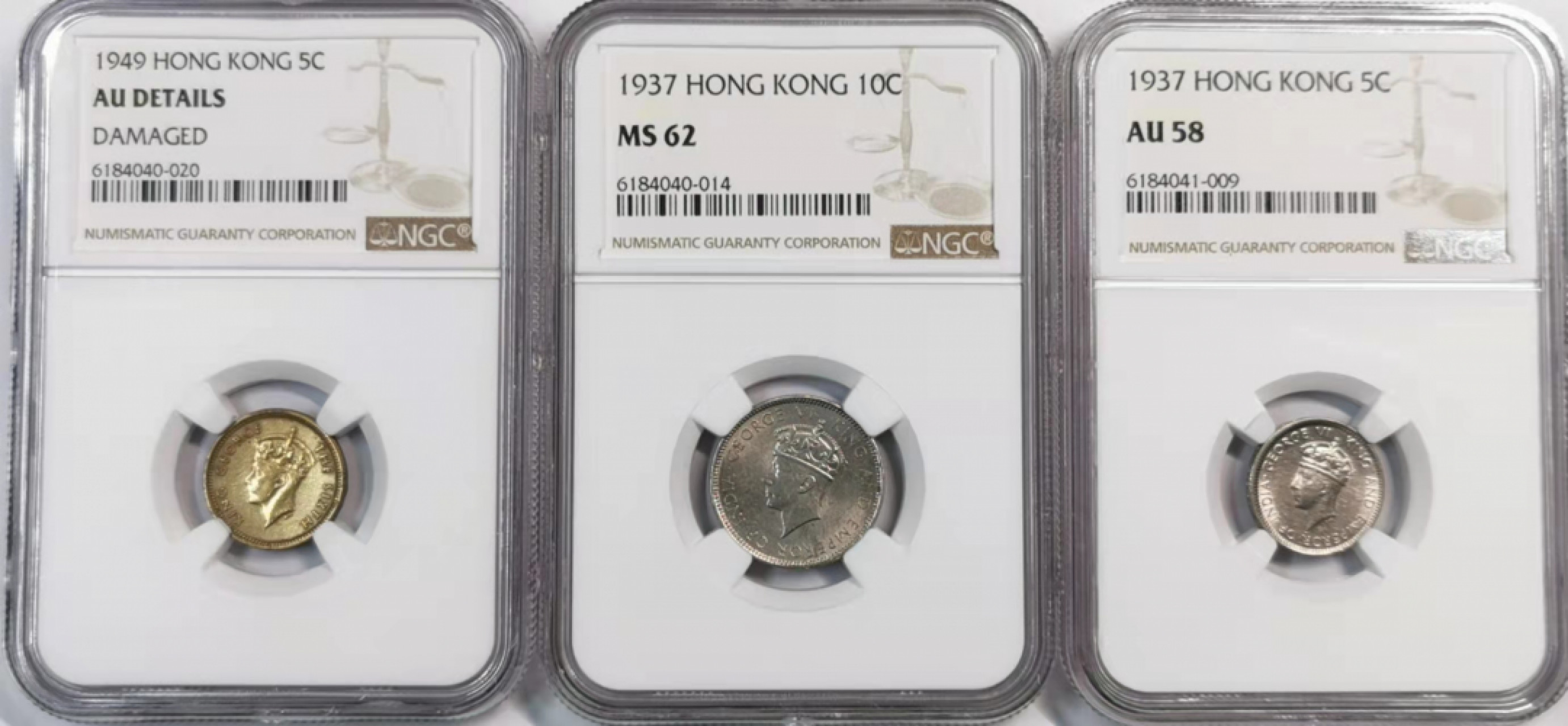 凡希社世界钱币微拍第一百八十期 香港乔六三枚一组NGC
