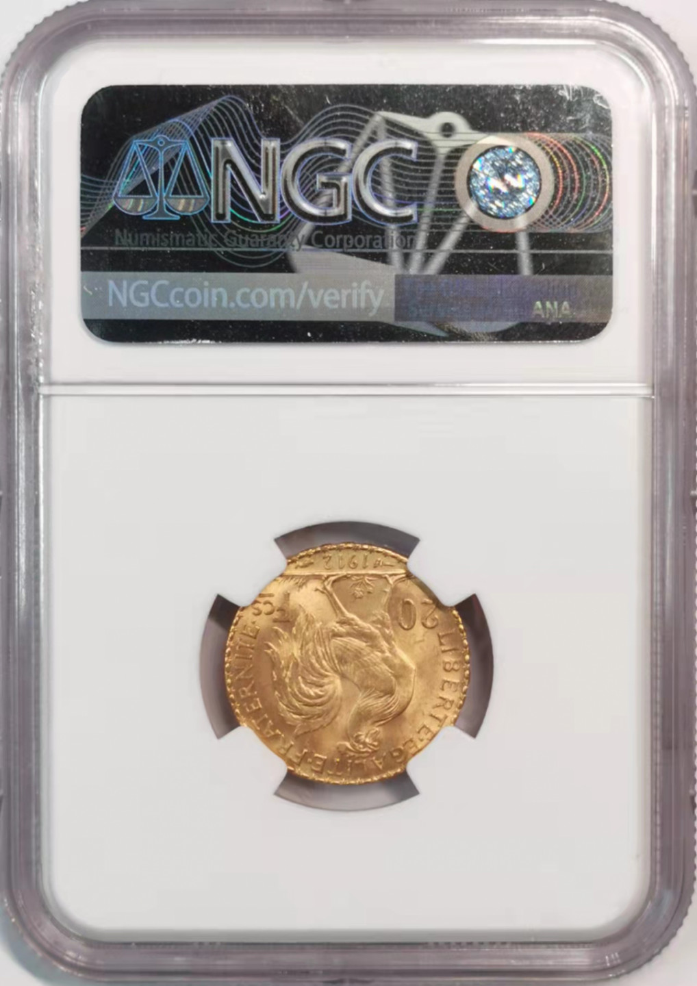 凡希社世界钱币微拍第一百八十期 1912法国自由女神20法郎金币NGC-MS64+