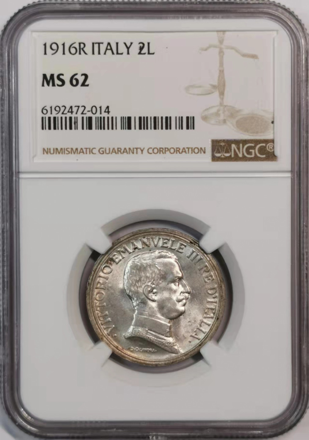 凡希社世界钱币微拍第一百八十期 1916R意大利马车2里拉NGC-MS62