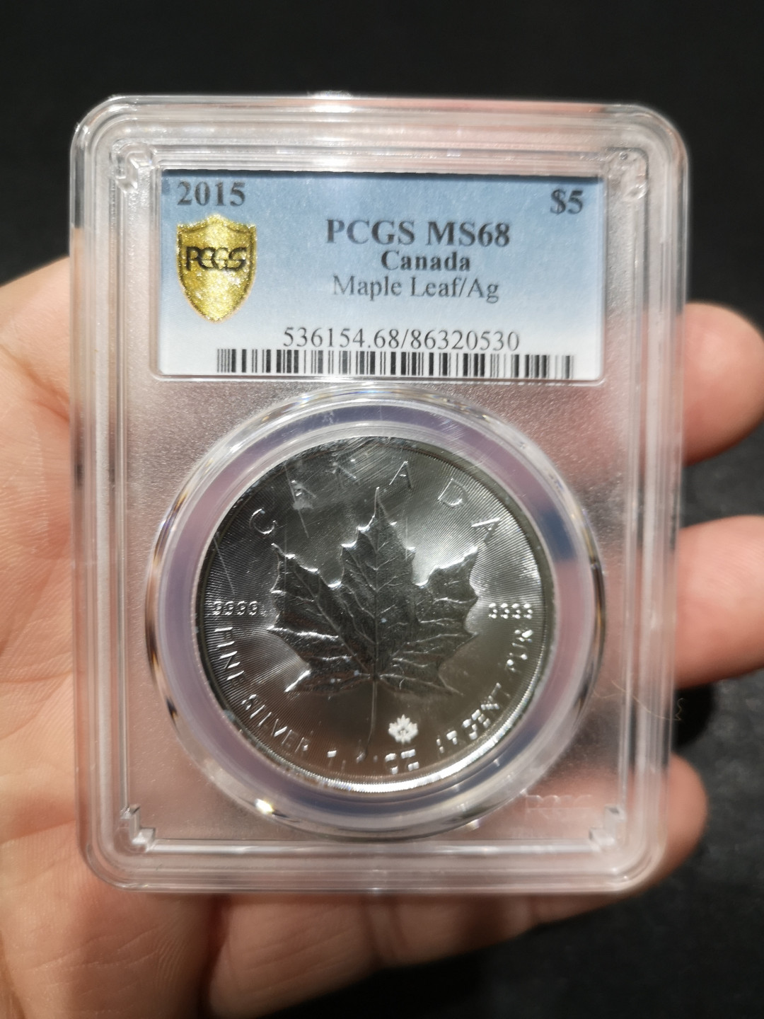 《外钞收藏家》第一百五十二期拍卖（本期98件） 2015年加拿大枫叶银币 PCGS68分