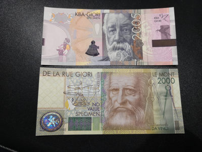 《外钞收藏家》第一百五十二期拍卖（本期98件） - 瑞士高宝和德纳罗测试钞两张 全新UNC