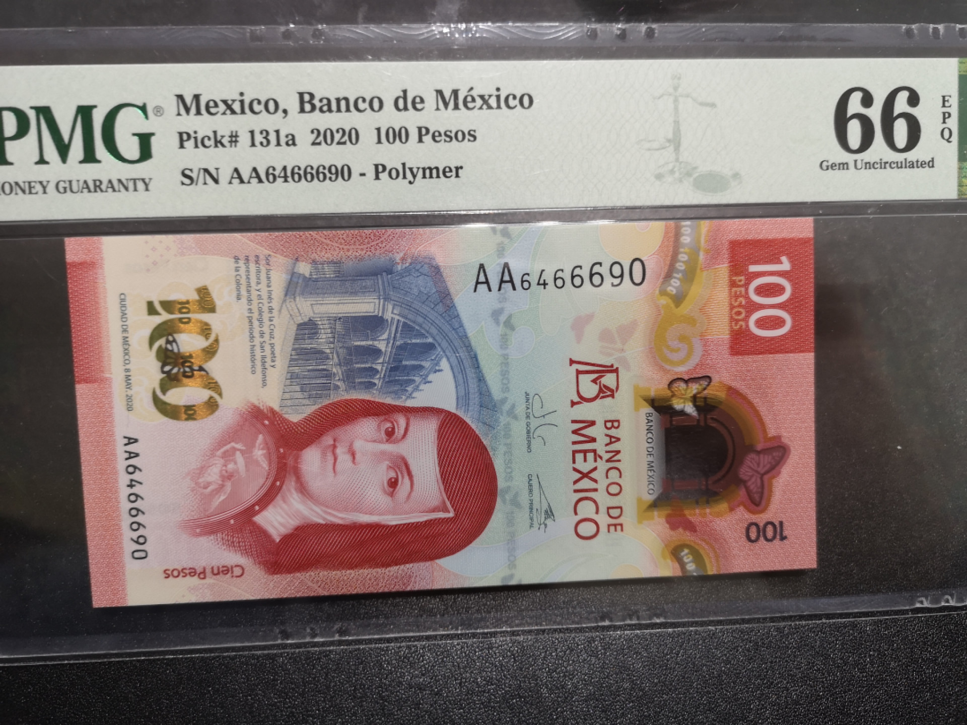 《外钞收藏家》第一百五十二期拍卖（本期98件） 2020年墨西哥100 PMG66 AA冠