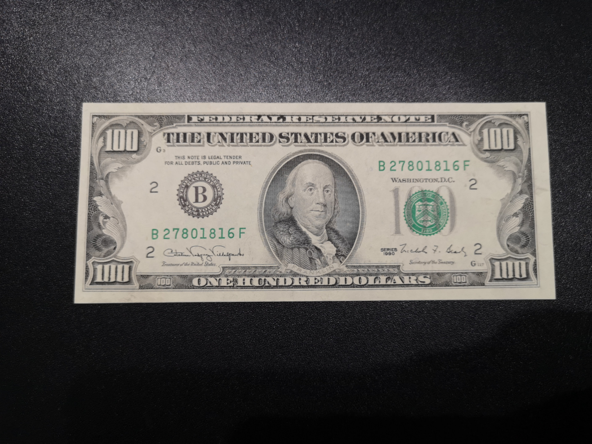 《外钞收藏家》第一百五十二期拍卖（本期98件） 1990年小头100美元 全新UNC