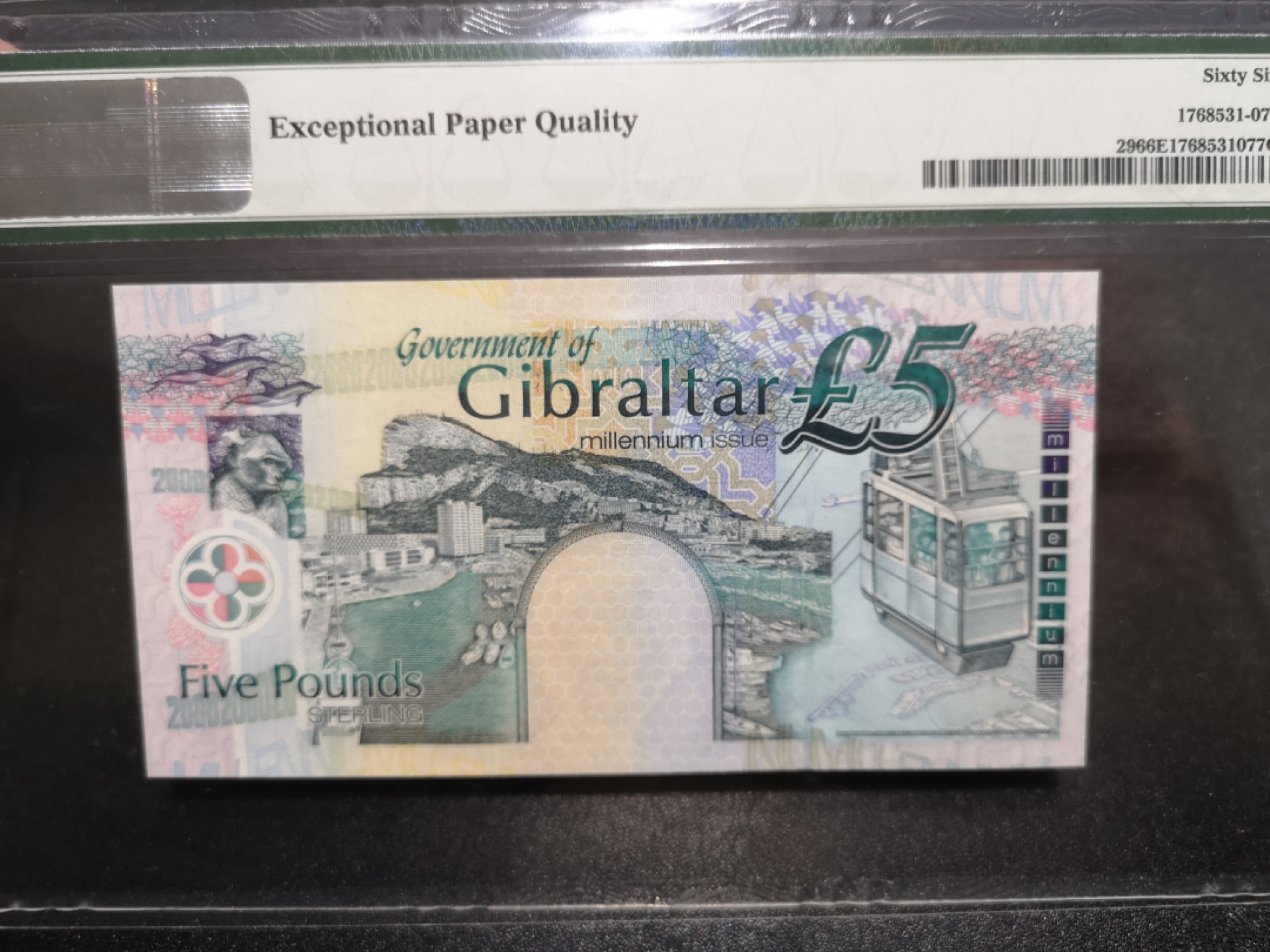 《外钞收藏家》第一百五十二期拍卖（本期98件） 2000年直布罗陀5镑 PMG66 纪念钞
