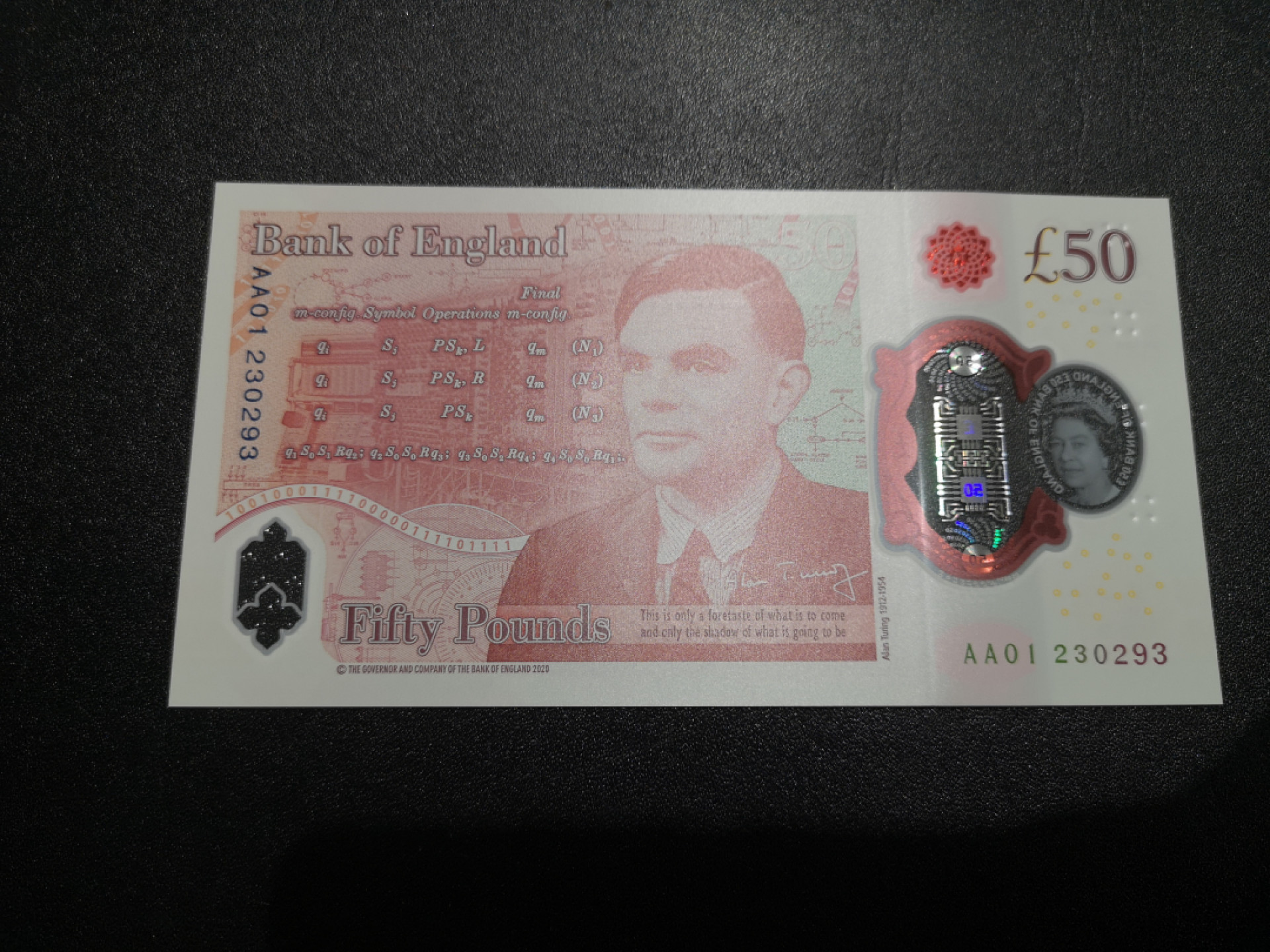 《外钞收藏家》第一百五十二期拍卖（本期98件） 2020年英国最新版50镑塑料钞 AA01首发冠 无47
