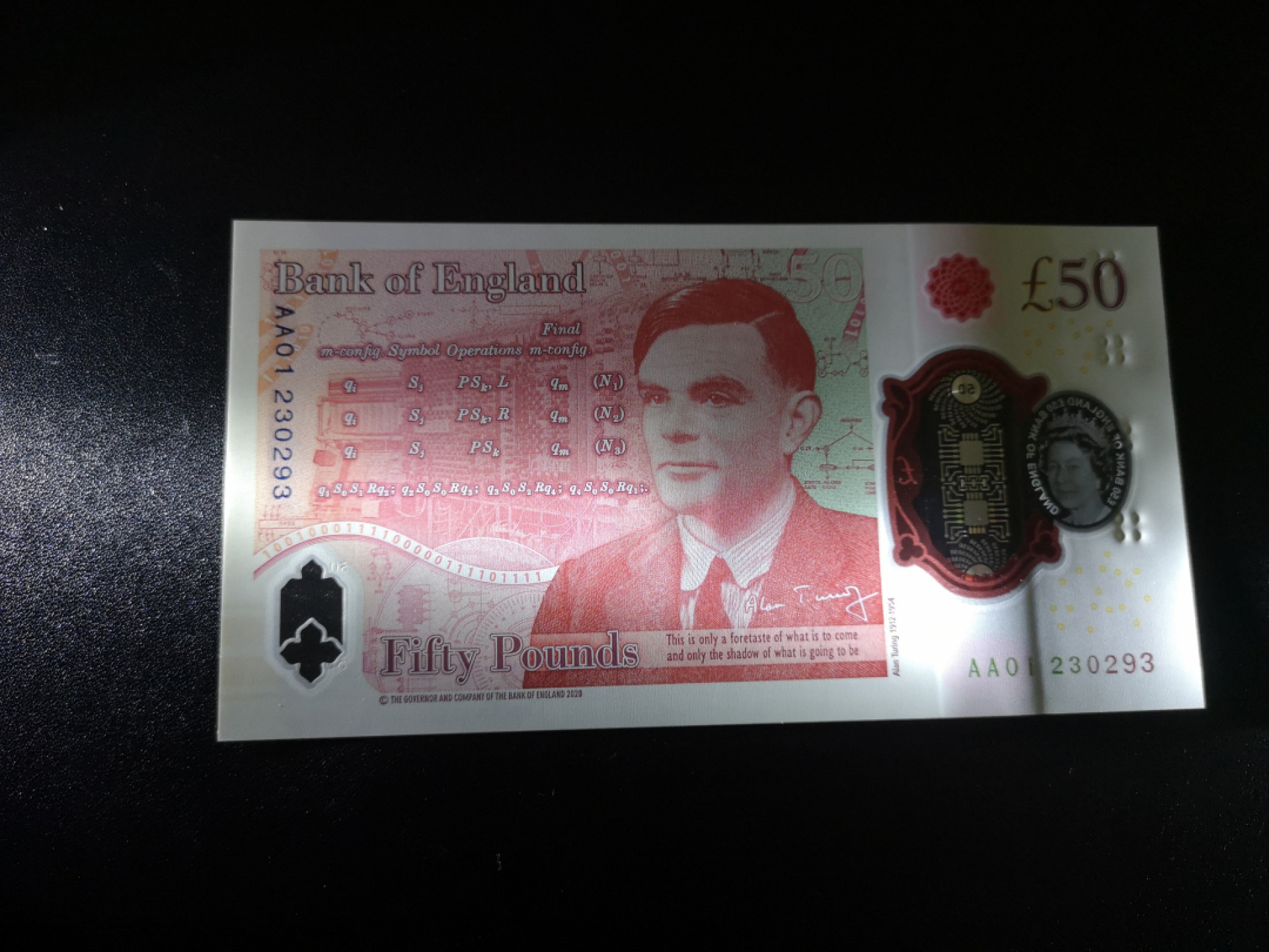 《外钞收藏家》第一百五十二期拍卖（本期98件） 2020年英国最新版50镑塑料钞 AA01首发冠 无47