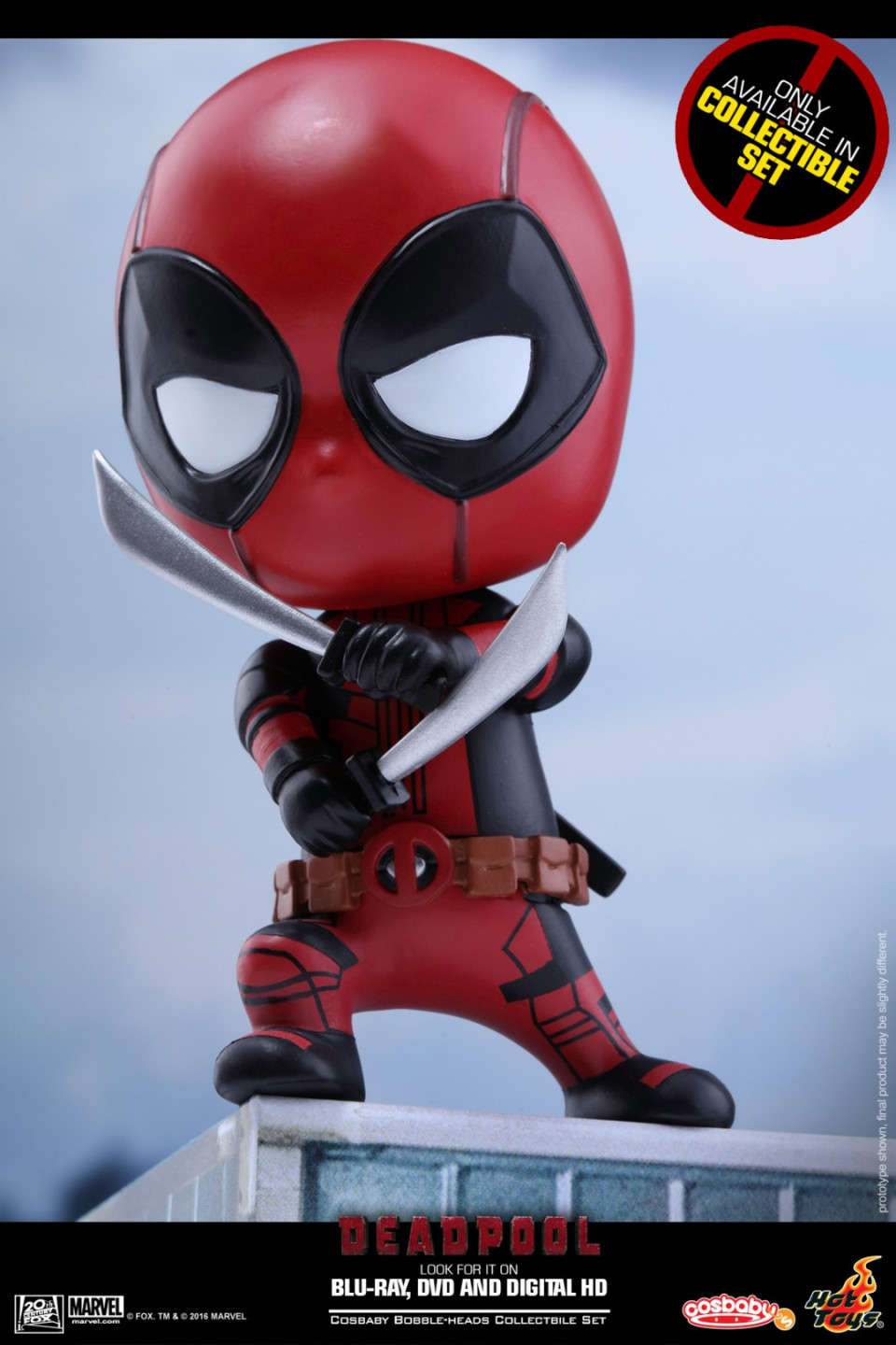 零元拍：Hot Toys ：《死侍》COSBABY系列 摇头公仔，COSB246: 惊讶版+心型手势版+战斗姿态版 套装全新未拆。