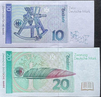 小福收藏团购第56期 德国1989-1993年版 10 20 马克 欧洲精美纸币