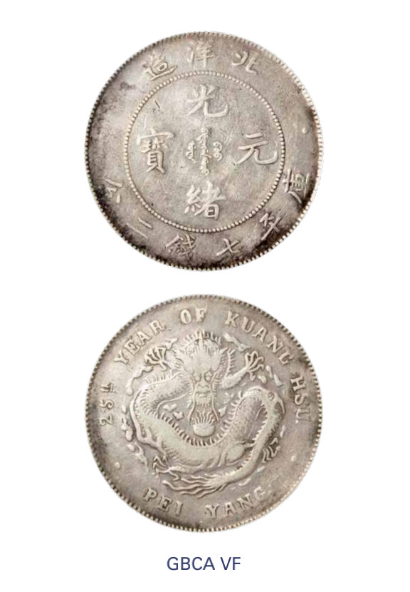 如见仁心·致远堂藏中国机制银币 光绪二十四年北洋机器局造壹圆银币一枚，凸眼龙，Y-65.2/LM-449/WS0616，北京公博评级VF