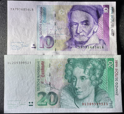 小福收藏团购第56期 德国1989-1993年版 10 20 马克 欧洲精美纸币