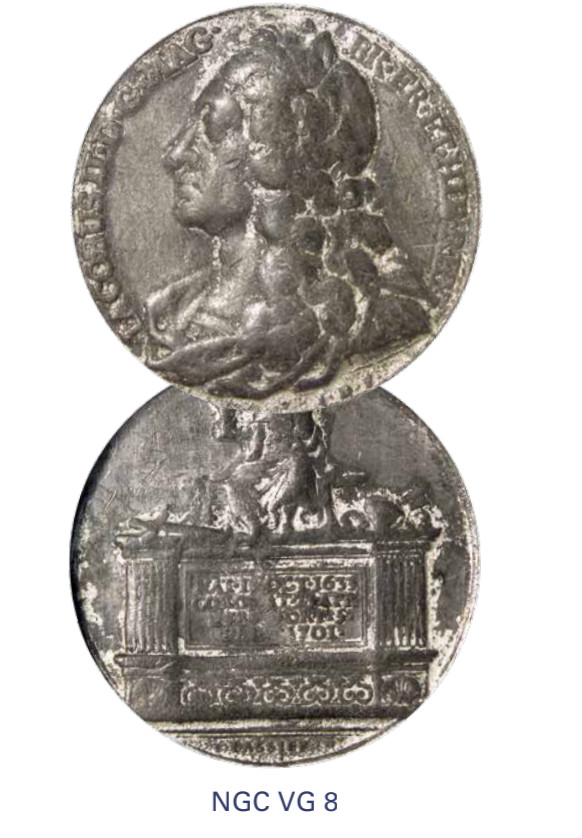 如见仁心·致远堂藏中国机制银币 1830年大不列颠-历代国王纪念章一枚，英国伯明翰造币厂铸，NGC评级VG 8