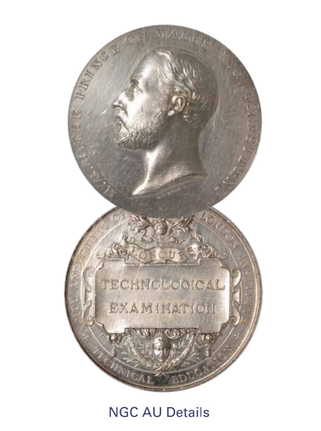 如见仁心·致远堂藏中国机制银币 1898年英国伦敦城市行业协会纪念银章一枚，NGC评级AU Details