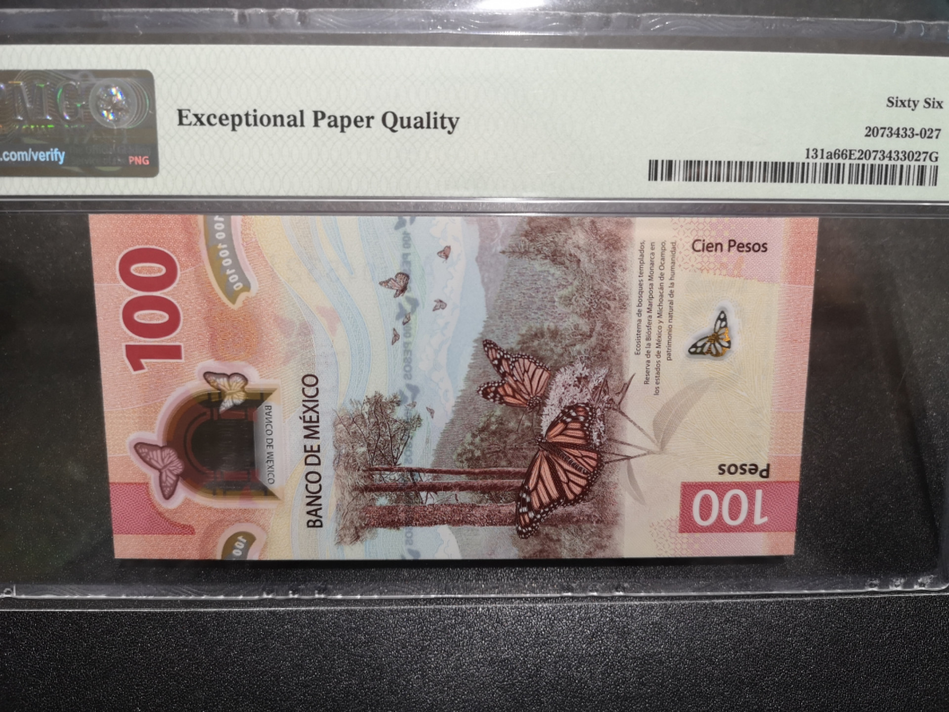 《外钞收藏家》第一百五十三期拍卖（本期94件） 2020年墨西哥100 PMG66 AA冠 