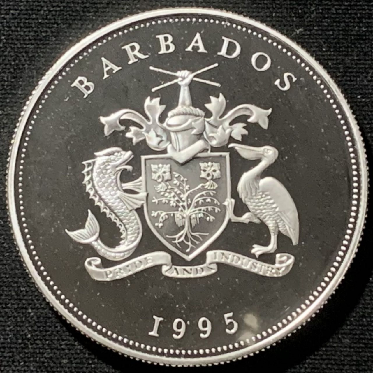 紫瑗钱币——第157期拍卖 巴巴多斯 1995年 联合国成立50周年 5元 28.28克 0.925银 精制
