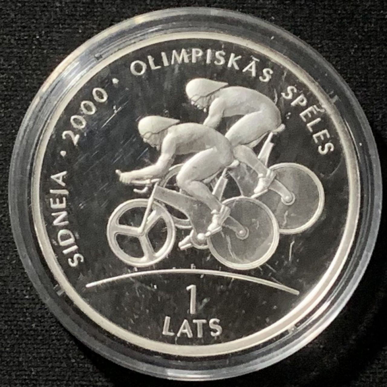 紫瑗钱币——第162期拍卖 拉脱维亚 1999年 悉尼奥运会 自行车 1拉特 20克 0.925银 精制