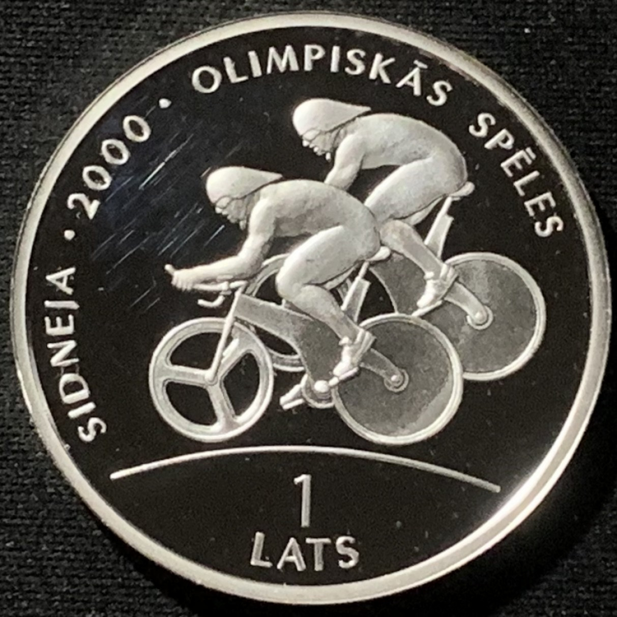 紫瑗钱币——第162期拍卖 拉脱维亚 1999年 悉尼奥运会 自行车 1拉特 20克 0.925银 精制