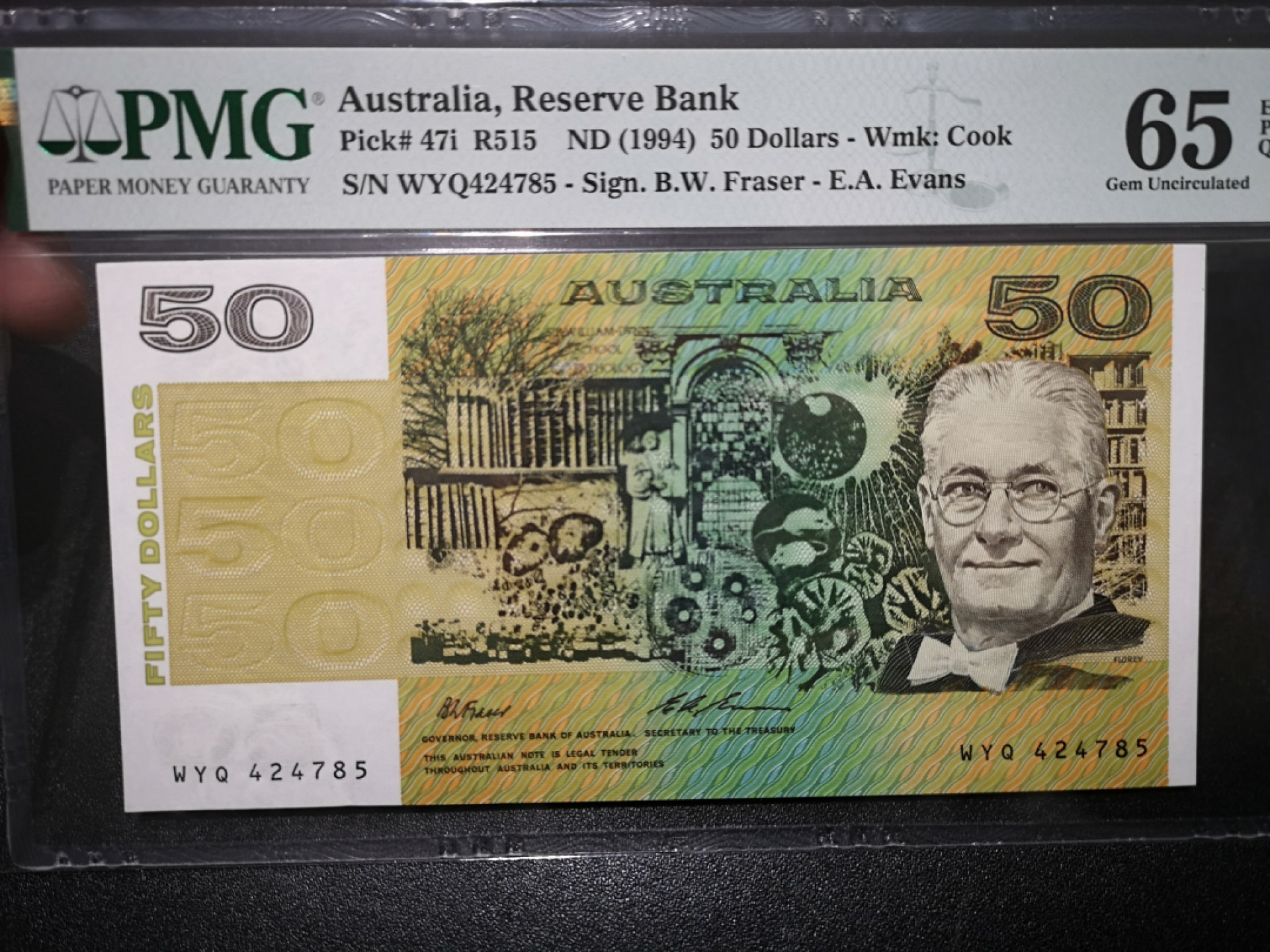 《外钞收藏家》第一百五十三期拍卖（本期94件） 1994年澳大利亚50刀 PMG65