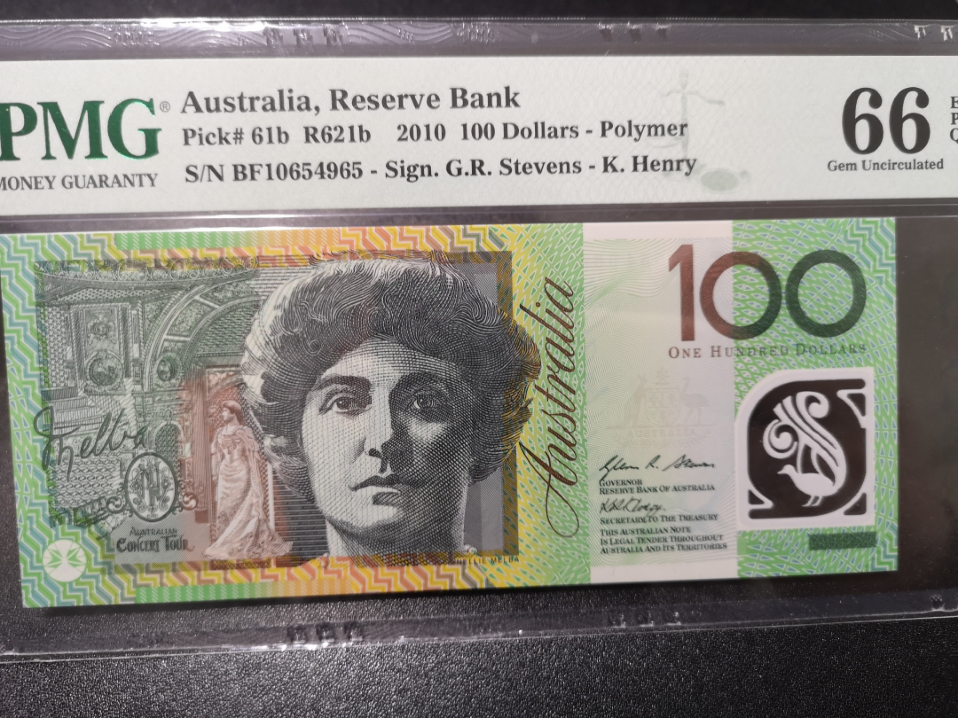 《外钞收藏家》第一百五十三期拍卖（本期94件） 2010年澳大利亚100刀 PMG66 无47