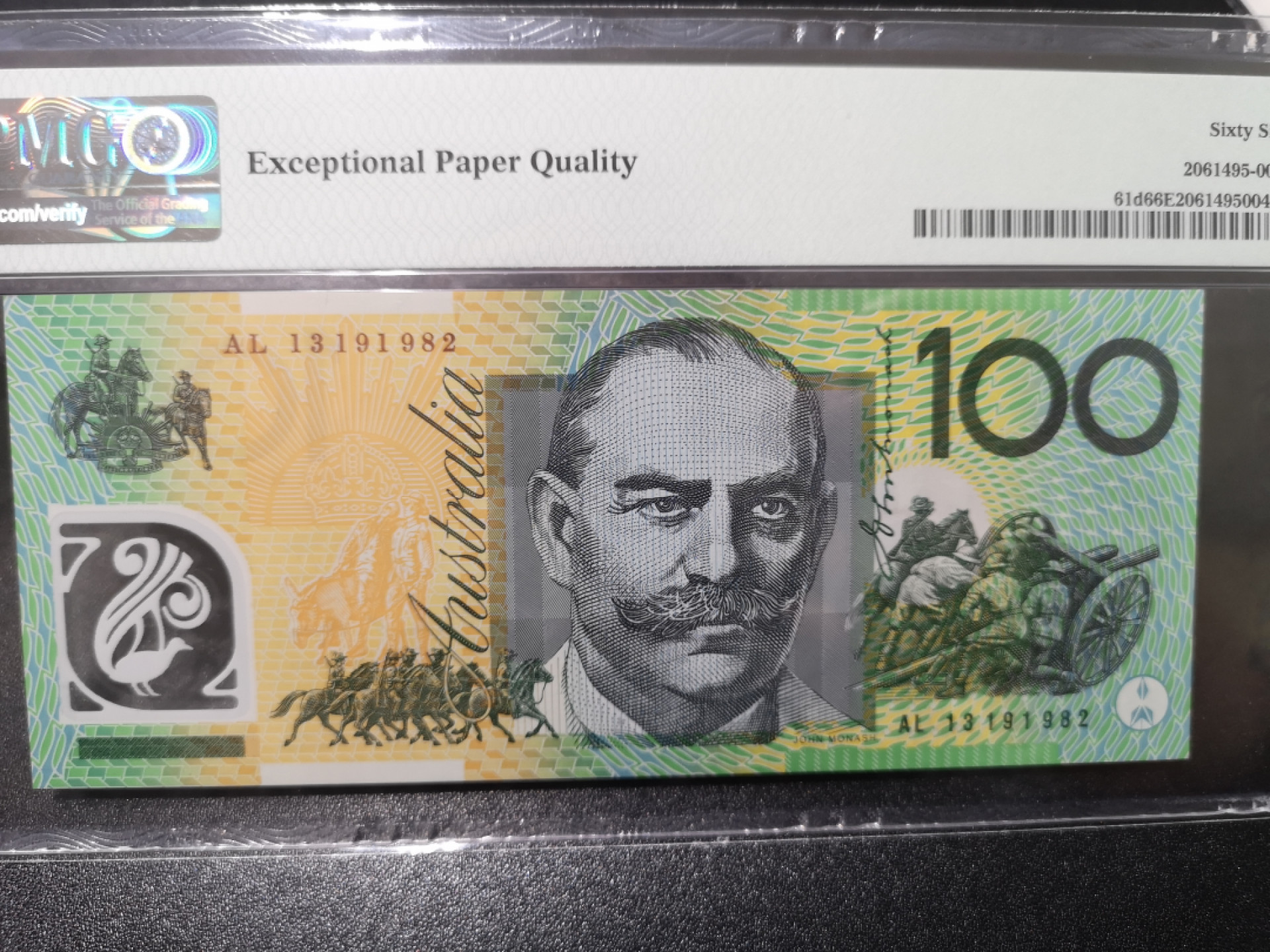 《外钞收藏家》第一百五十三期拍卖（本期94件） 2013年澳大利亚100刀 PMG66 无47